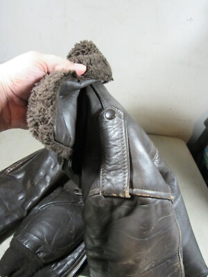 Vintage 1970's-76/77 Passaic Leather Brown Aviator Style Bomber