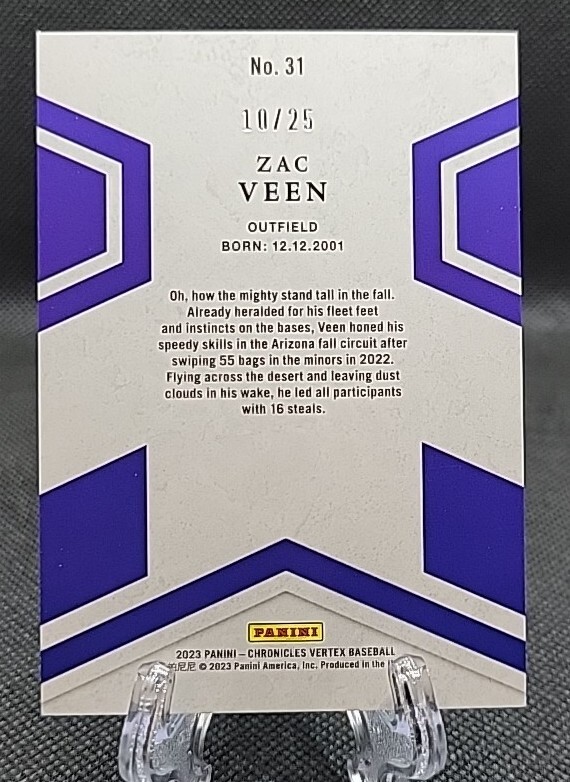 Zac Veen 2023 Panini Chronicles Vertex #31 10/25 Colorado Rockies