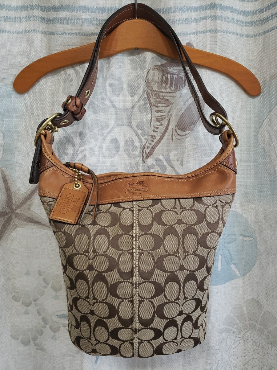 Coach Vintage Beige/Brown Crossbody Shoulder Bag Signature Coach Vintage Beige/Brown Crossbody Shoulder Bag Signature