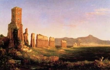 Oil painting Aqueduct-near Rome great building landscape Thomas-Cole handmade