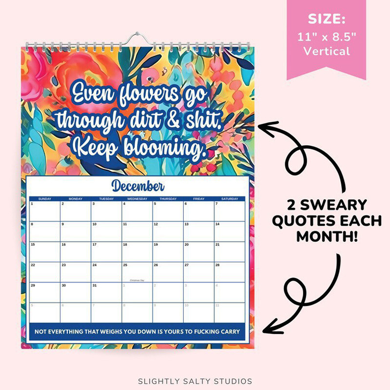 2024 Funny Sweary Mental Health Wall Annual Calendar with Funny Swear