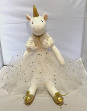 FAO SCHWARZ UNICORN BALLERINA WHITE WITH GOLD TRIM PLUSH