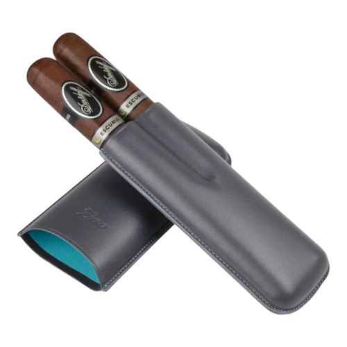 Zino XL-2 Leder 2 Zigarren Etui Grau & Cyan, 51003003 - Bild 2 von 2