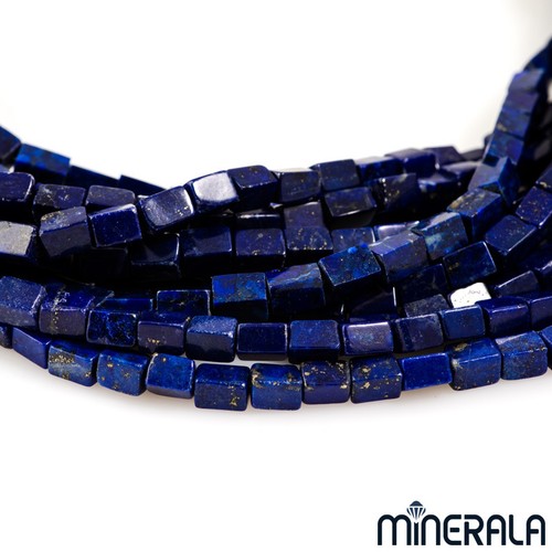 [WHOLESALE] NATURAL LAPIS LAZULI GEMSTONE SQUARE CYLINDER BEADS 15.5" STRAND - Picture 3 of 4