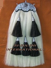 SI-SCOTS GUARDS WHITE HORSE HAIR SPORRAN  100 Original  with THISTLE CANTLE