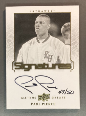 PAUL PIERCE 2013 Upper Deck All Time Greats Basketball Kansas Signatures 47/50 