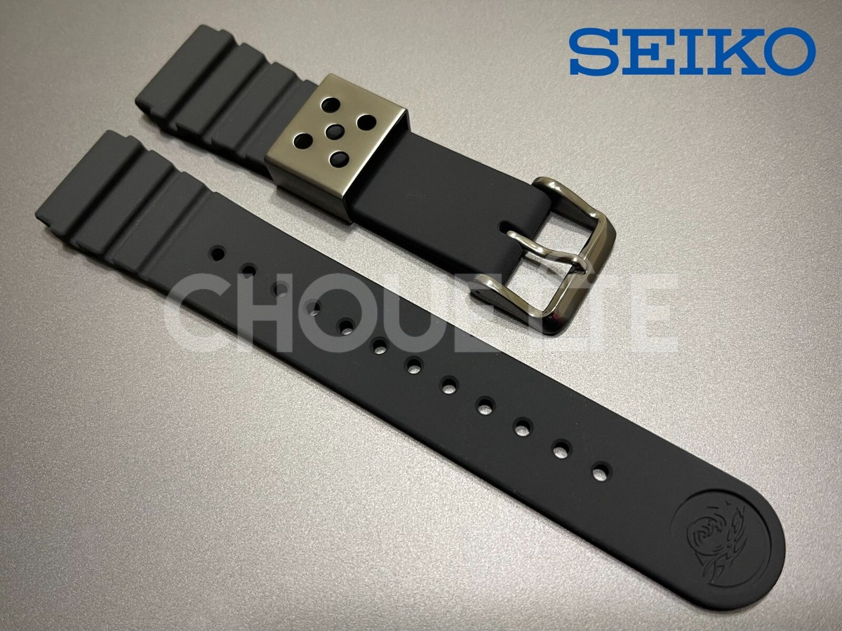 SEIKO Prospex Solar Hybrid ARNIE SNJ028 22mm Black Silicone Rubber Strap w/  PINS