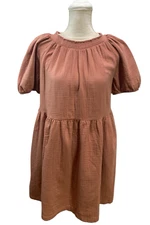 Universal Thread Vermillion Dress Small Brown Cottagecore Babydoll Puff Sleeve