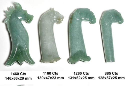 Set 4 pezzi stile Mughal Mogul fatto a mano avventurina animale testa pugnale manico elsa - Foto 5 di 7