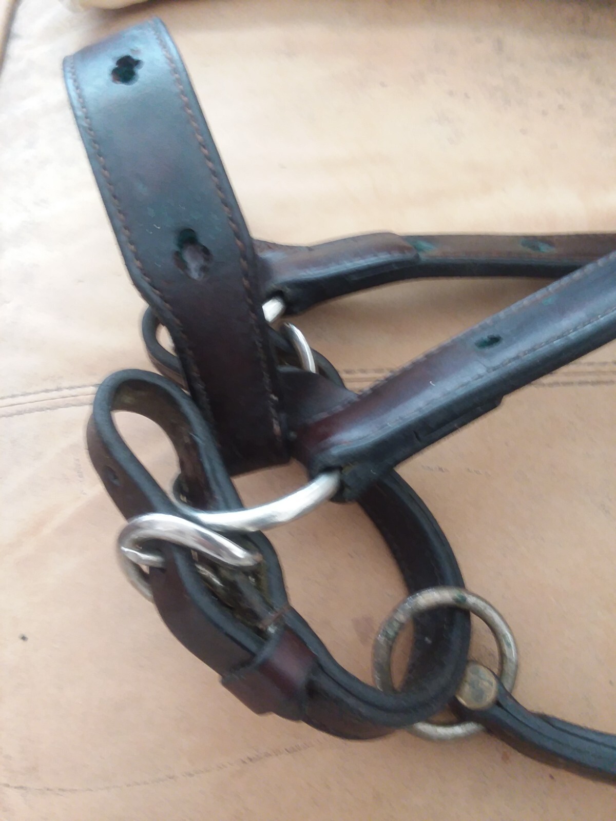 8 Vintage Billy Royal Mexico silver overlaid halter pieces and leather halter