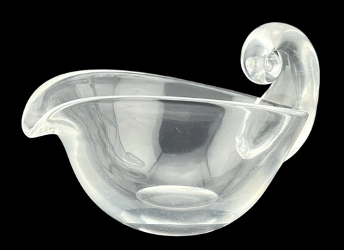 Vintage Steuben Crystal Gravy Or Sauce Boat Clear Art Glass Signed 6.5”