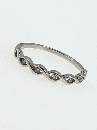 Estate 9ct 375 White Gold 5 Diamond Stack Cross Over Style Ring Size N VIDEO - Picture 10 of 20