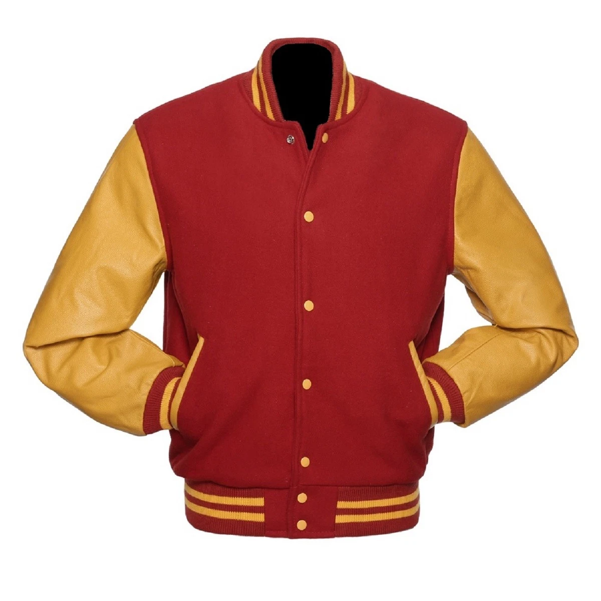 Red and gold varsity best sale jacket