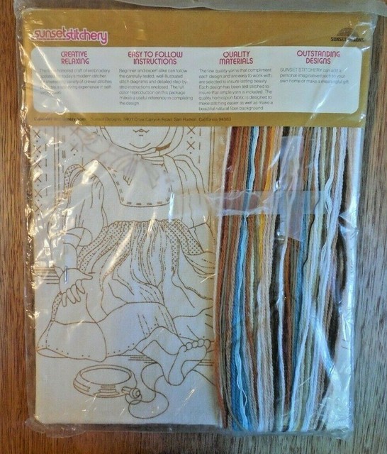 Sunset Stitchery Keepsakes and Memories Embroidery Kit 14x18 Vintage