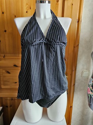 Tankini-Set Octopus Größe 44 Schwarz-Weiß mit Nadelstreifen  NEU ( B39 )