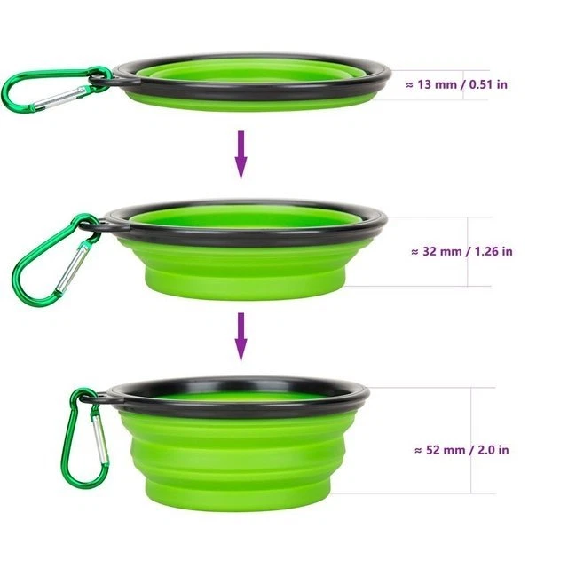 2 cuencos de viaje plegables para perros plato expandible plegable para comida para mascotas gatos comida agua Foto 2 de 3