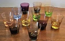 Eleven Vintage Sussmuth 4oz Shot Glasses Multicolor Heavy Bottoms  2 1/4" Tall