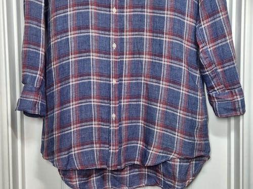 Frank & Eileen Womens XS Shirt Dress Mary Linen Button Up Long Sleeve Plaid USA - Picture 6 of 11