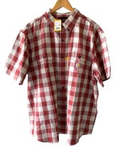 Mens NEW Carhartt Loose Fit Midweight Short Sleeve Plaid Shirt Red White 2XL NWT