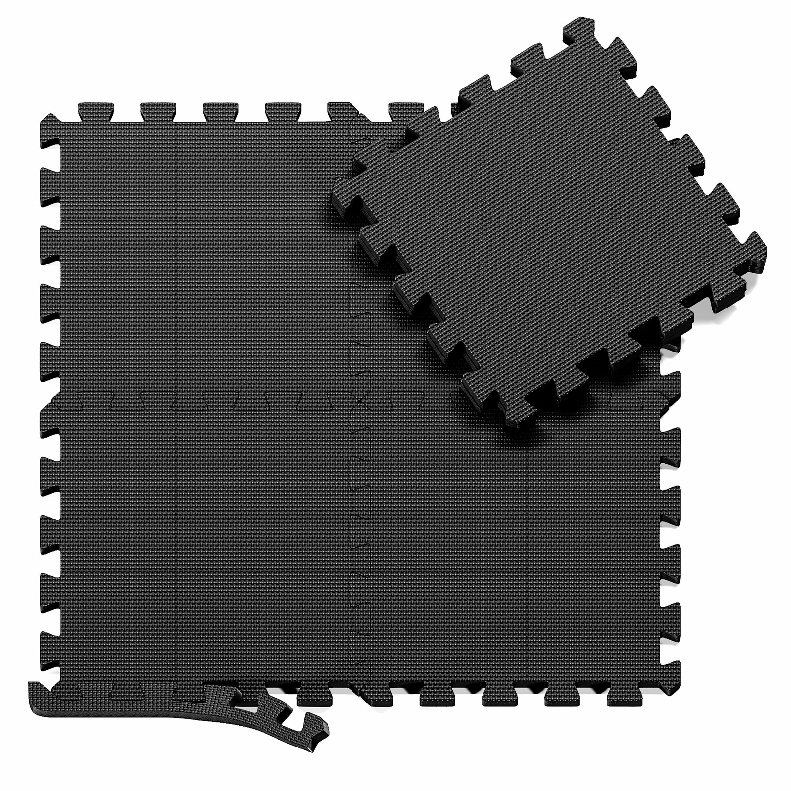 Interlocking Soft Foam Floor Mats - Black Rubber Protective Floor Tiles