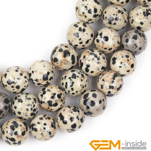 Natural Dalmation Jasper Gemstone Big Hole Loose Beads for Jewelry Making 15" - Picture 7 of 35