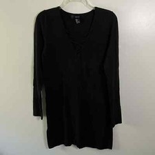 Forever 21 Black Knit Lace Up Sweater Dress