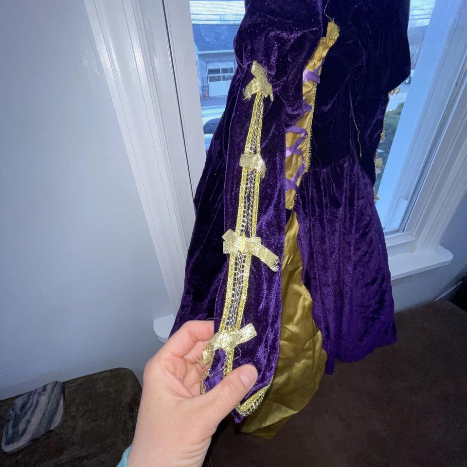 Renaissance Queen Child Size 8-10 Pretty Purple & Gold Dress Up Costume Dress - Image 3 of 4