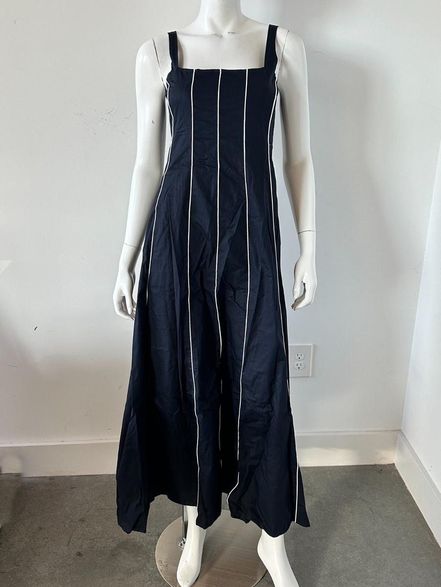 Lusana Teresa Cotton Poplin Maxi Dress Size XS Navy Blue | eBay