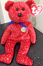 original VINTAGE Ty Beanie Babies RED DECADE Bear ~ with Tags ~ VGC