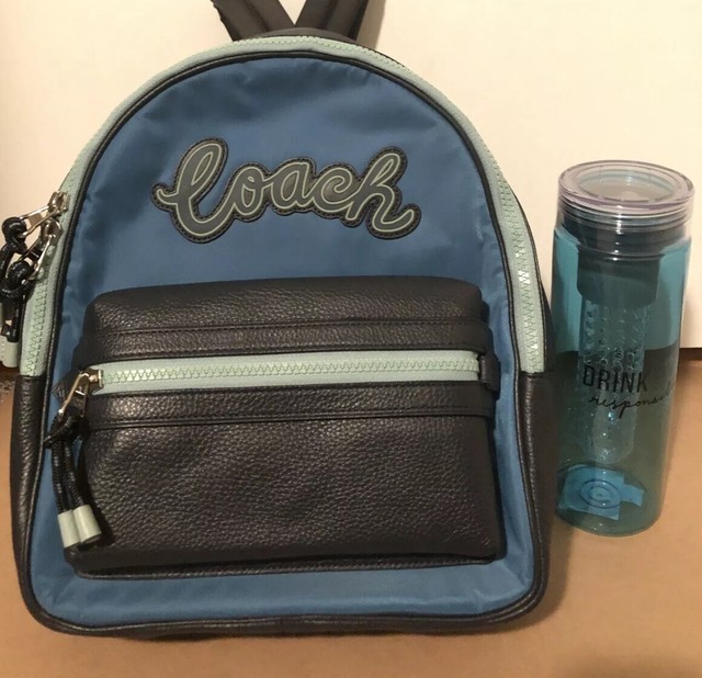 leather and nylon backpack