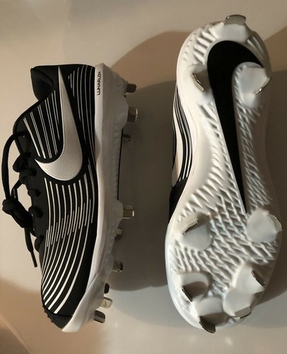  Nike Metal Cleats Shoes Womens Lunarlon Black White Softball Sports Size 7.5  - Picture 5 of 8