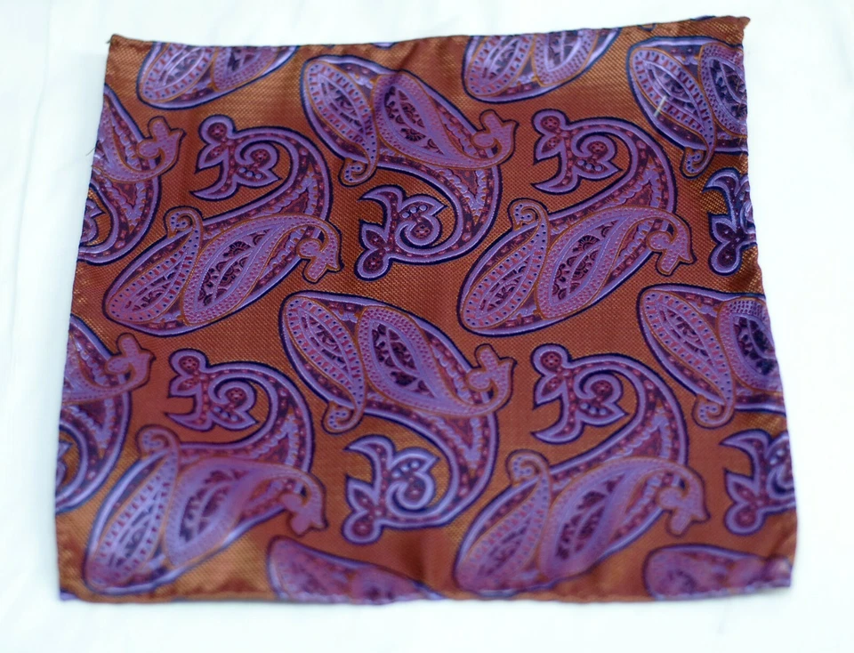 Umberto Algodon Bronze Amethyst Paisley Silk Pocket $75 Retail New - Image 2 of 3