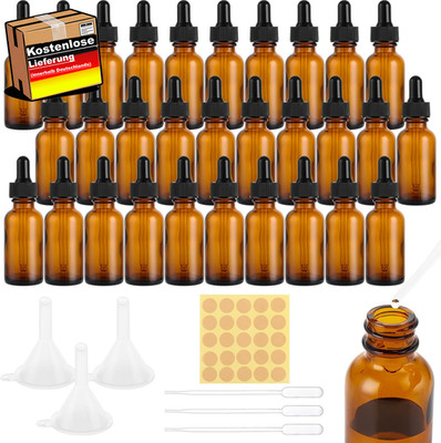 Pipettenflasche 30ml Glas Tropfflaschen Set für ätherische Öle Aromatherapie Med
