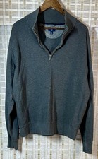 Men  s Gant Grey 1/4 Zip Sweater Size XL 100 Cotton Logo