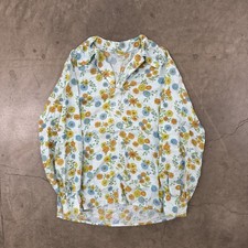 Vintage Floral 1970s Pull Over Collared Shirt Size Medium USA Made 70s Indie