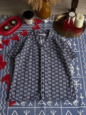 Orlebar Brown Blue Patterned Cotton Short Sleeve Shirt Portugal Size L