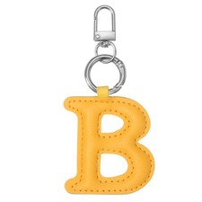 Initial Letter Keychain Cute Leather Keychains with Letter B Yellow