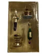 Dept 56 -Tiny Trimmings  - Mini Glass Ornaments set of 4 Chef Champagne cocoa 