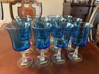 Set of 12 Noritake Paris Iced Tea Glasses Blue Crystal Goblets w/ Platinum Rim — photo 1