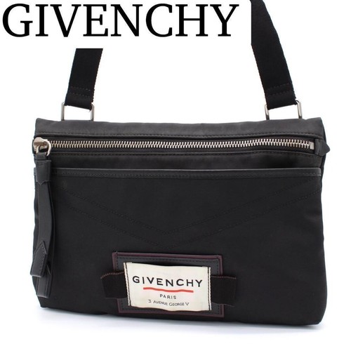 Givenchy Black Nylon Crossbody Bag Vintage Logo Silver Hardware Adjustable Strap