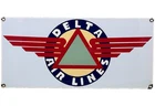 VINTAGE DELTA AIR LINES PORCELAIN SIGN OIL GAS AVIATION HANGAR PLANE AIRPORT
