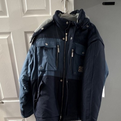 Men's Blue Ski Jacket Water Resistant Hooded Size M Winter Sports Colorblock