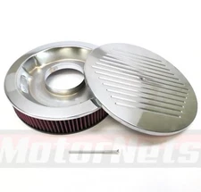 Ball Milled 14" Air Cleaner High Lip Red Washable 5-1/8 Neck Chevy Ford Polished