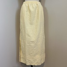 VTG 90s Butter Yellow Linen Maxi Skirt Minimalist Pockets Erika Sz L