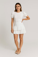 Rara Mini Skirt Black Ladies Layered Club Frill Elasticated Summer party club