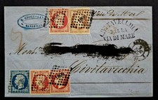 🇨🇵FRANCE 1859 RARE Cover HEAVY POSTAGE to ITALY 🇮🇹 by SEA 🌊