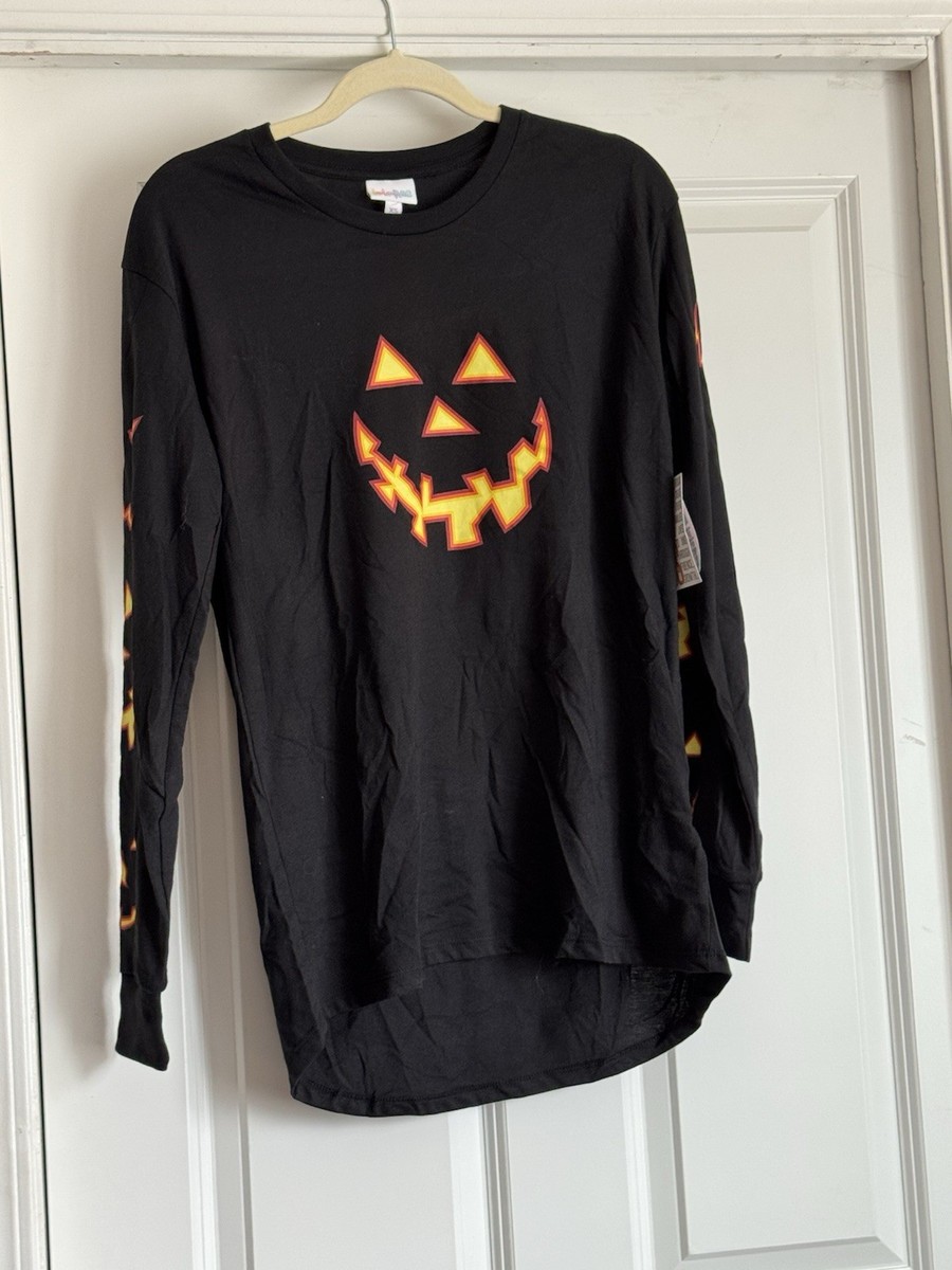 New Lularoe XS Hudson Black Orange Halloween Jack-o'-lantern
