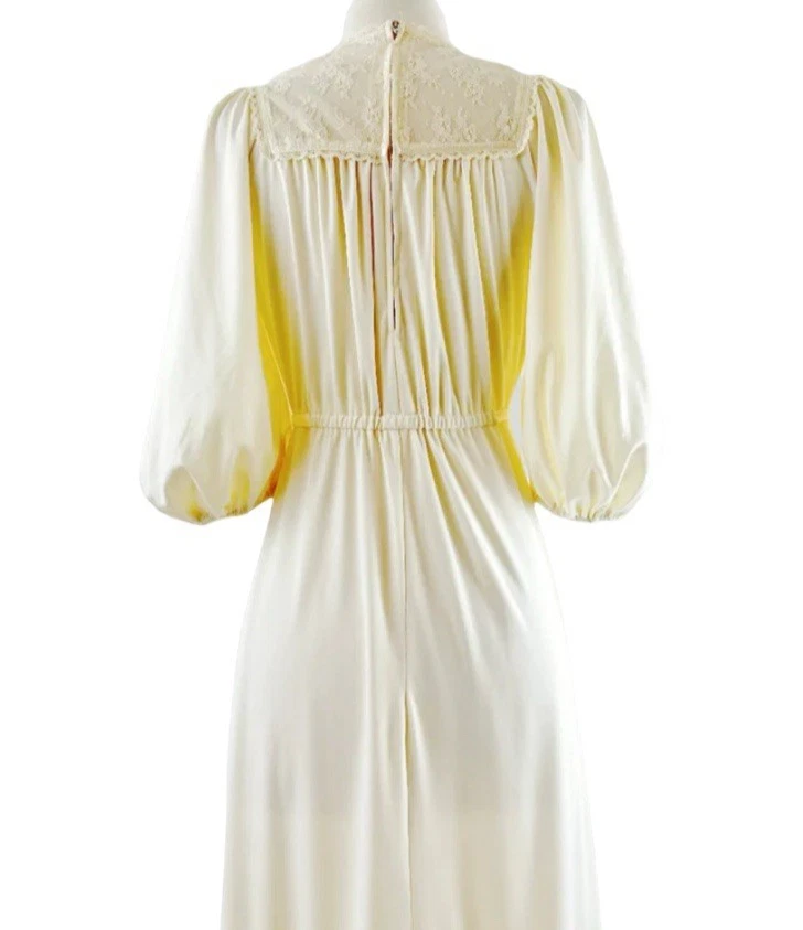Maxi Vestido Vintage Jody of California Prairie Crema Encaje Boho Campesino Talla 11 Foto 2 de 4