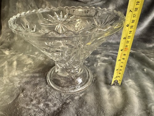 Vintage Anchor Hocking EAPC Punch Bowl Stand STAR OF DAVID Glass Compote 6¾" EUC - Picture 7 of 7