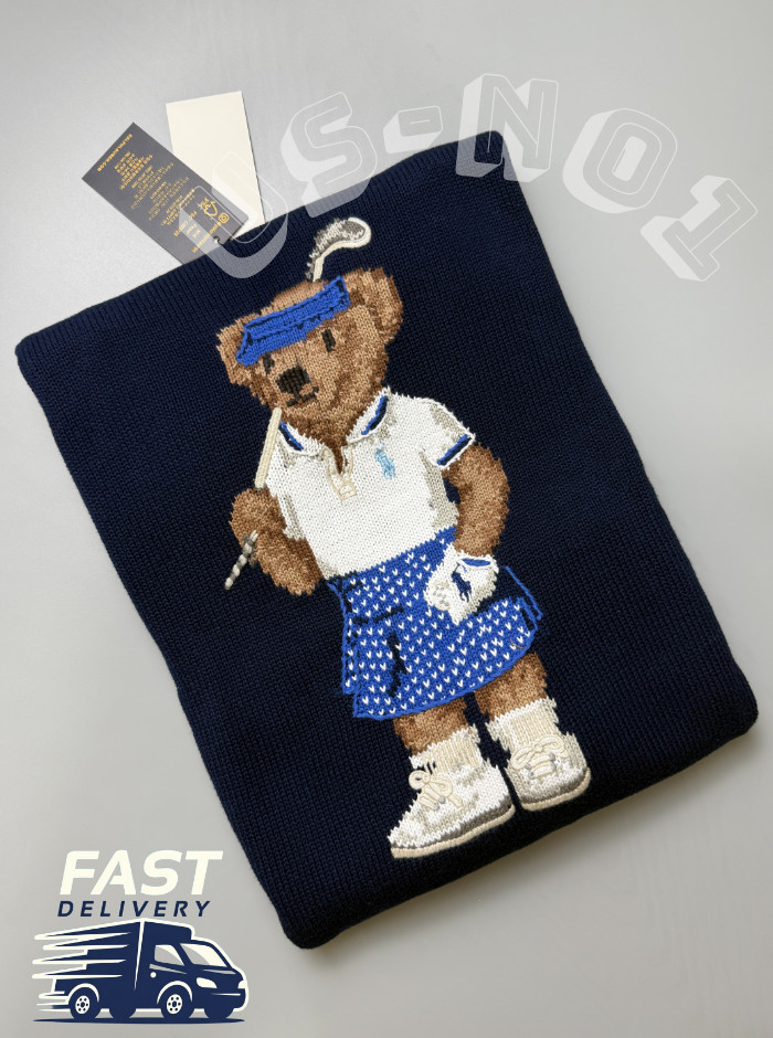 Polo Ralph Lauren Golf Bear Cotton Sweater Women's S Size Navy Blue NWT Trend image 2